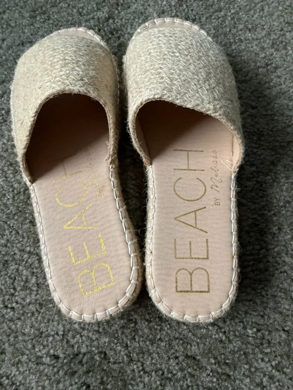 BEACH BY MATISSE Natural Woven Raffia Espadrille Platform Slide Sandals Size 9W